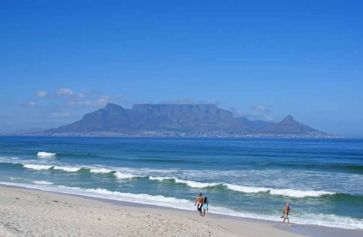 Table Mountain across Table Bay from Bloubergstrand