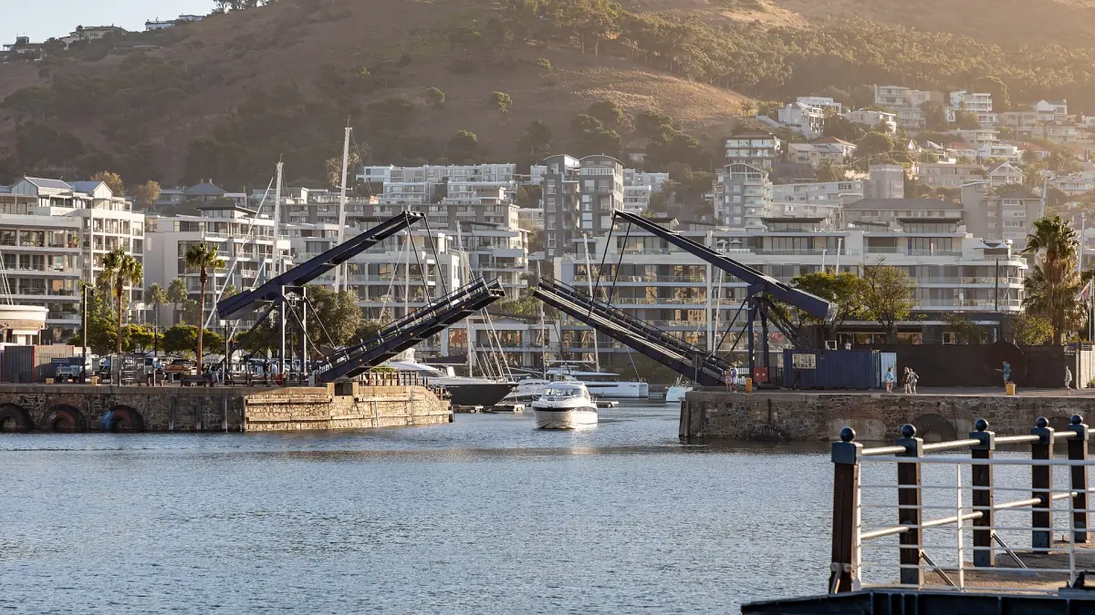 The harbour and swing bridge at the V&A Waterfront